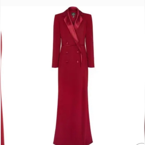 Adrianna Papell Red Crepe Tuxedo Gown - Picture 3 of 14